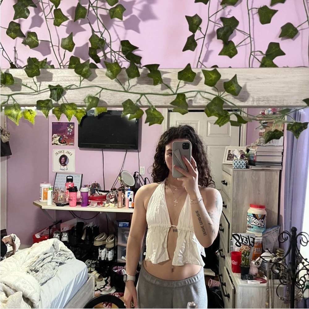 Garage White Halter Crop Top
